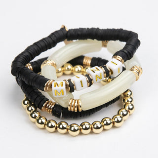 Le La Lo Mini Tubular Beaded Bracelet Set - Child Black, LE LA LO, Bracelet, Bracelets, cf-type-bracelets, cf-vendor-le-la-lo, Jewelry, LE LA LO, LE LA LO Bracelet, Mini Bracelet, Mommy & Me 
