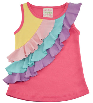 Lemon Loves Lime Rainbow Ruffle 3 Tiered Tank, Lemon Loves Lime, Dress, Els PW 5060, JAN23, Lemon Loves Lime, Lemon Loves Lime Ruffle Tank, Lemon Loves Lime Spring 2020, Lemon Loves Lime Thre