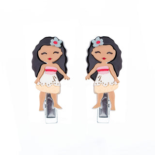 Lilies & Roses Cute Doll Clip Set - Princess with Hawaiian Flower, Lilies & Roses, Acryliic, cf-type-clip-set, cf-vendor-lilies-&-roses, Lilie & Roses, Lilies and Roses, Lillie & Roses, Lilli