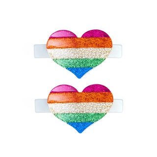 Lilies & Roses Rainbow Glitter Heart Alligator Clip Set, Lilies & Roses, Acryliic, ice cream, Lilie & Roses, Lilies & Roses Rainbow Glitter Heart Alligator Clip Set, Lilies and Roses, Lillie 