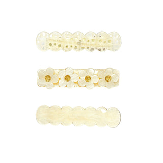 Lilies & Roses Three Flower Combo Alligator Clip Set - Pearl Flower, Lilies & Roses, 3 piece Clip Set, Clip Set, Clippie, Clippie Set, Hair Clips, Lilies & Roses, Lilies & Roses Clip Set, Lil