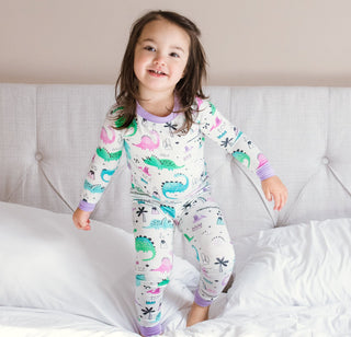 Little Sleepies Pink/Purple Dinosaurs Bamboo 2pc Pajama Set, Little Sleepies, Bamboo Pajama, Bamboo Pajama Set, Bamboo Pajamas, Bestaroo Pajamas, CM22, Dino, Dinosaurs, Little Sleepies, Littl