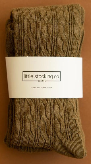 Little Stocking Co Cable Knit Tights - Olive, Little Stocking Co, Cable Knit Tights, cf-size-0-6-months, cf-size-3-4y, cf-size-5-6y, cf-size-6-12-months, cf-type-tights, cf-vendor-little-stoc