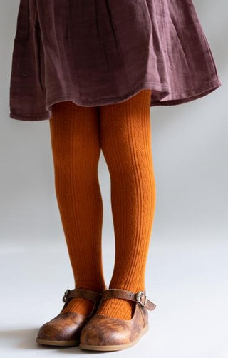Little Stocking Co Cable Knit Tights - Pumpkin Spice, Little Stocking Co, Cable Knit Tights, cf-size-0-6-months, cf-size-1-2y, cf-size-3-4y, cf-size-5-6y, cf-size-7-8y, cf-type-tights, cf-ven