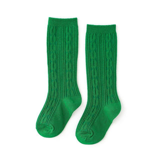 Little Stocking Co Knee High Socks - Kelly Green, Little Stocking Co, Cable Knit Knee High, Cable Knit Knee High Socks, Fall 2021, Knee High, Knee High Socks, Knee Highs, Little Stocking Co, 