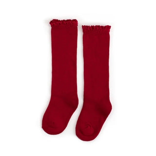 Little Stocking Co Lace Top Knee High Socks - Cherry Lace, Little Stocking Co, All Things Holiday, cf-size-0-6-months, cf-size-1-5-3y, cf-size-4-6y, cf-size-6-18-months, cf-type-knee-high-soc