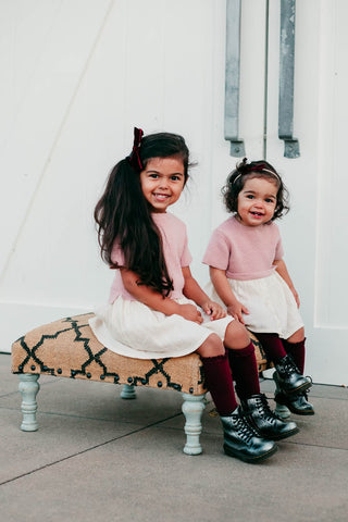 Little Stocking Co Lace Top Knee High Socks - Wine, Little Stocking Co, cf-size-1-5-3y, cf-size-4-6y, cf-size-7-10y, cf-type-knee-high-socks, cf-vendor-little-stocking-co, Fall 2021, Little S