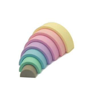 Pastel Small Silicone Rainbow Teether, Little Teether, Little Teether, Little Teether Pastel Silicone Rainbow - Teether - Bath - Stacker - Sensory, Little Teether Silicone Rainbow, Little Tee