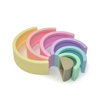 Pastel Small Silicone Rainbow Teether, Little Teether, Little Teether, Little Teether Pastel Silicone Rainbow - Teether - Bath - Stacker - Sensory, Little Teether Silicone Rainbow, Little Tee