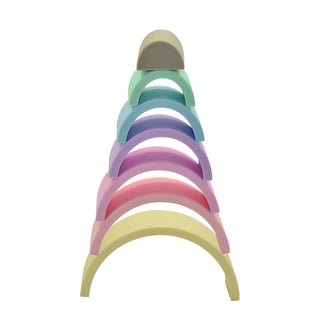 Pastel Small Silicone Rainbow Teether, Little Teether, Little Teether, Little Teether Pastel Silicone Rainbow - Teether - Bath - Stacker - Sensory, Little Teether Silicone Rainbow, Little Tee