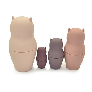 Pink Kitty Cat Nesting Dolls, Little Teether, Kitty, Kitty Cat Nesting Dolls Silicone - Teether - Bath - Stacker, Little Teether, Little Teether Cat, Little Teether Kitty Cat Nesting Dolls Si
