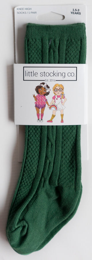 Little Stocking Co Knee High Socks - Eden Green, Little Stocking Co, Cable Knit Knee High, Cable Knit Knee High Socks, Knee High, Knee High Socks, Knee Highs, Little Stocking Co, Little Stock