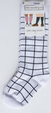 Little Stocking Co Knee High Socks - White+Black Grid, Little Stocking Co, Cable Knit Knee High, Cable Knit Knee High Socks, Cyber Monday, Els PW 5060, Knee High, Knee High Socks, Knee Highs,