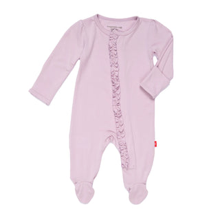 Magnetic Me Iris Lt Purple Modal Magnetic Ruffle Footie, Magnificent Baby, Baby Shower, Baby Shower Gift, cf-size-6-9-months, cf-type-footie, cf-vendor-magnificent-baby, Gift for Baby Shower,