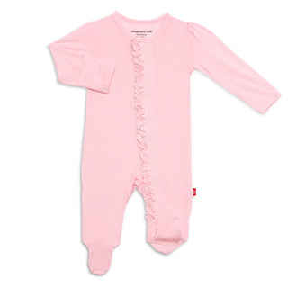 Magnetic Me Pink Dogwood Modal Magnetic Ruffle Footie, Magnificent Baby, Baby Shower, Baby Shower Gift, cf-size-0-3-months, cf-size-3-6-months, cf-size-6-9-months, cf-size-newborn, cf-type-fo