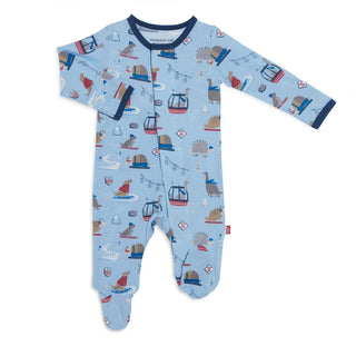 Magnetic Me Ski Rex Modal Magnetic Footie, Magnificent Baby, Baby Boy, Baby Boy Clothing, Baby Clothing, Baby Gift, Baby Shower, Baby Shower Gift, cf-size-0-3-months, cf-size-6-9-months, cf-s