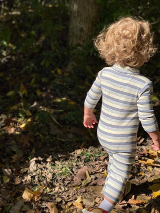 Me & Henry Grey & Navy Rib Stripe Franklin L/S Polo Romper, Me & Henry, Boys Clothing, Infant Boy Clothing, JAN23, Long Sleeve Romper, Me & Henry, Me & Henry Fall 2021, Me & Henry Grey & Navy