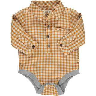 Me & Henry Jasper Woven Onesie - Gold Plaid, Me & Henry, Boys Clothing, cf-size-0-3-months, cf-size-12-18-months, cf-size-18-24-months, cf-size-9-12-months, cf-type-baby-one-pieces, cf-vendor