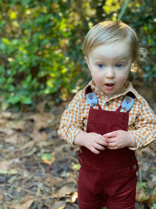 Me & Henry Jasper Woven Onesie - Gold Plaid, Me & Henry, Boys Clothing, cf-size-0-3-months, cf-size-12-18-months, cf-size-18-24-months, cf-size-9-12-months, cf-type-baby-one-pieces, cf-vendor