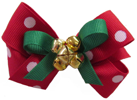 Small Jingle Bell Bow on Clippie, Basically Bows & Bowties, All Things Holiday, Alligator Clip, Alligator Clip Hair Bow, Basically Bows & Bowties, Christmas, Christmas Bow, Christmas Hair Bow