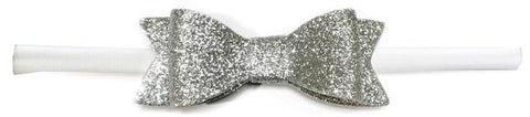 Baby Bling Glitter Bow Tie Skinny Headband-Silver, Baby Bling, Baby Bling, Baby Bling Bows, Baby Bling Fall 2018 Release, Baby Bling Glitter Bow Tie Skinny Headband, Baby Bling Glitter Bow Ti