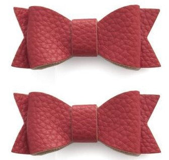 Baby Bling Leather Bow Tie Clip Set - Cherry, Baby Bling, Alligator Clip, Alligator Clip Hair Bow, Baby Bling, Baby Bling Bows, Baby Bling Cherry Leather Bow Tie Clip Set, Baby Bling Hair Bow