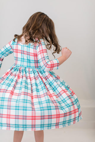 Mila & Rose Holiday Plaid 3/4 Sleeve Twirl Dress, Mila & Rose, All Things Holiday, Christmas, Christmas Dress, Jolly Holiday Sale, Mila & Rose, Mila & Rose 3/4 Sleeve Twirl Dress w/Pockets, M