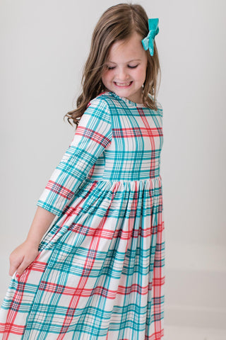 Mila & Rose Holiday Plaid 3/4 Sleeve Twirl Dress, Mila & Rose, All Things Holiday, Christmas, Christmas Dress, Jolly Holiday Sale, Mila & Rose, Mila & Rose 3/4 Sleeve Twirl Dress w/Pockets, M