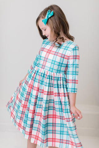 Mila & Rose Holiday Plaid 3/4 Sleeve Twirl Dress, Mila & Rose, All Things Holiday, Christmas, Christmas Dress, Jolly Holiday Sale, Mila & Rose, Mila & Rose 3/4 Sleeve Twirl Dress w/Pockets, M