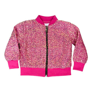 Hot pink Mila & Rose sequin jacket with sparkling embellishments, stylish and vibrant for a bold look.