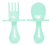 Mint to Be Grabease Fork & Spoon Set, Grabease, Baby Fork and Spoon Set, Blue Grabease, Blush Grabease Set, CM22, Cyber Monday, EB Baby, First Self Feeding Utensil Set of Spoon and Fork for T