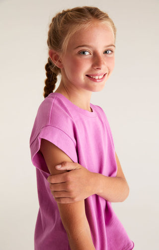 Z Supply Girls Cyler Jersey Tee - Wild Dahlia, Z Supply, CM22, JAN23, Top, Tween Girl, tween girls, Tween Girls Clothing, Z Supply, Z Supply Girls, Z Supply Girls Cyler Jersey Tee, Z Supply G