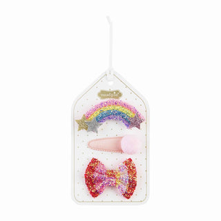 Mud Pie Glitter Clip Set, Mud Pie, CM22, Glitter Clip Set, JAN23, Mud Pie, Mud Pie Glitter Clip Set, Rainbow Glitter Clip Set, Shooting Star Glitter Clip Set, Hair Bow - Basically Bows & Bowt