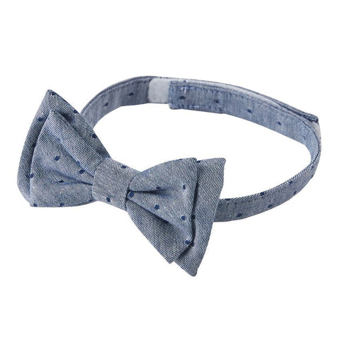 Mud Pie Chambray w/Navy Dot Bow Tie, Mud Pie, Bow Tie, Boys Bow Tie, Chambray, JAN23, Mud Pie, Mud Pie Bow Tie, Polka Dot, Bow Tie - Basically Bows & Bowties