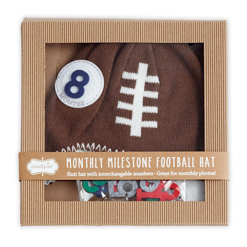 Mud Pie Monthly Milestone Football Knit Hat Basically Bows Bowties