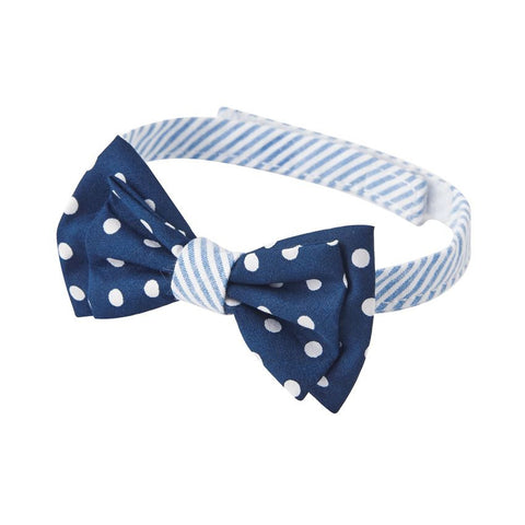 Mud Pie Navy Dot w/Blue Stripe Bow Tie, Mud Pie, Bow Tie, Bowtie, Boys Bow Tie, JAN23, Mud Pie, Mud Pie Bow Tie, Polka Dot, Stripe, Bow Tie - Basically Bows & Bowties