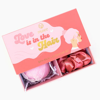 Musee Love Is In The Hair Bath Balm + Scrunchies Set, Musee, Bath Balm, Bath Bomb, cf-type-bath-bomb, cf-vendor-musee, Ethically sourced, Love Is In The Hair, Made in the USA, Musee, Musee Ba