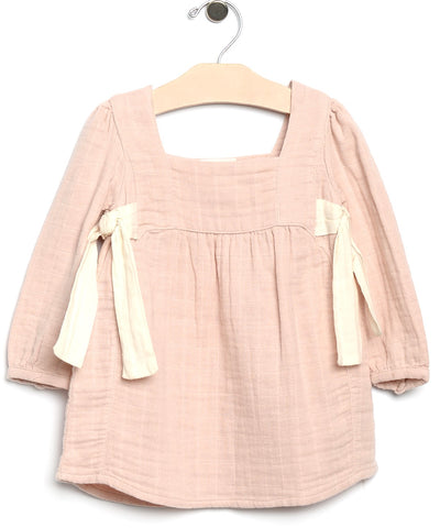 City Mouse Side Ties Muslin L/S Dress-Soft Rose, City Mouse, City Mouse, city mouse baby clothes, City Mouse Clothing, City Mouse Dress, City Mouse Muslin Dress, City Mouse Side Ties Muslin L