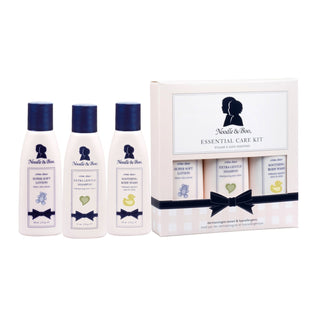 Noodle & Boo Essential Care Kit for bath and body, includes gentle skincare products in a coordinated set.