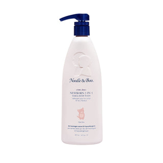 Noodle & Boo Newborn 2-in-1 Hair & Body Wash Crème Douce bottle, 16oz, for gentle baby bath and skincare.