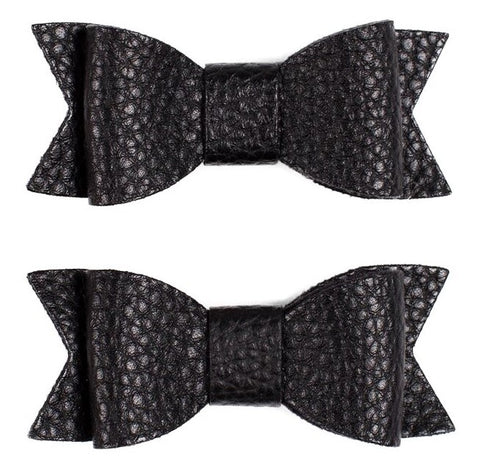Baby Bling Leather Bow Tie Clip Set - Black, Baby Bling, Alligator Clip, Alligator Clip Hair Bow, Baby Bling, Baby Bling Bows, Baby Bling Hair Bow Clips, Baby Bling Hair Clip Set, Baby Bling 