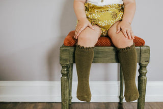 Little Stocking Co Lace Top Knee High Socks - Olive, Little Stocking Co, cf-size-0-6-months, cf-size-1-5-3y, cf-size-4-6y, cf-size-6-18-months, cf-size-7-10y, cf-type-knee-high-socks, cf-vend