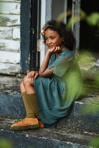 Little Stocking Co Lace Top Knee High Socks - Olive, Little Stocking Co, cf-size-0-6-months, cf-size-1-5-3y, cf-size-4-6y, cf-size-6-18-months, cf-size-7-10y, cf-type-knee-high-socks, cf-vend