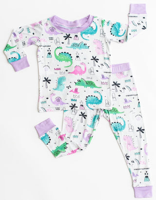 Little Sleepies Pink/Purple Dinosaurs Bamboo 2pc Pajama Set, Little Sleepies, Bamboo Pajama, Bamboo Pajama Set, Bamboo Pajamas, Bestaroo Pajamas, CM22, Dino, Dinosaurs, Little Sleepies, Littl