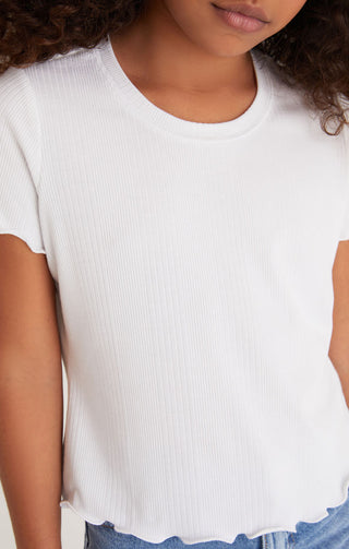 Z Supply Girls Kimberly Ribbed Top - White, Z Supply, cf-size-large-12-14, cf-type-tee, cf-vendor-z-supply, JAN23, Top, Tween Girl, tween girls, Tween Girls Clothing, White, Z Supply, Z Suppl