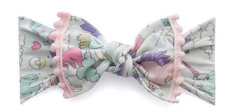 Baby Bling Pastel Unicorn w/Pink Pom Trimmed Printed Knot Headband, Baby Bling, Baby Bling, Baby Bling Bows, Baby Bling Floral Headband, Baby Bling Headband, Baby Bling Headbands, Baby Bling 