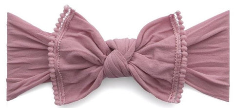 Baby Bling Mauve Mini Pom Trimmed Knot Headband, Baby Bling, Baby Baby Bling Headbands, Baby Bling, Baby Bling Bows, Baby Bling Headband, Baby Bling Pom Knot, Baby Bling Pom Pom Trim Knot Hea