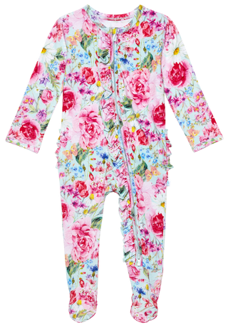 Posh Peanut Alice Ruffled Zippered Footie, Posh Peanut, Footie with Zipper, Posh Peanut, Posh Peanut Alice, Posh Peanut Alice Ruffled Zippered Footie, Posh Peanut Alice Ruffled Zippered One P