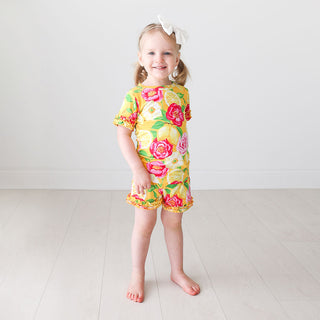 Posh Peanut Annika Basic S/S Micro Ruffled T-Shirt & Micro Ruffled Shorts PJ, Posh Peanut, Pajama, Pajamas, Posh Custom Sale, Posh Peanut, Posh Peanut Annika, Posh Peanut Annika Basic S/S Mic