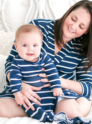 Posh Peanut Blue & White Stripe Knotted Gown, Posh Peanut, Anchor Stripe, Baby, Baby Shower Boy, Blue & White Stripe, Infant, Knotted Gown, Posh PEanut, Posh Peanut Blue & White Stripe Knotte